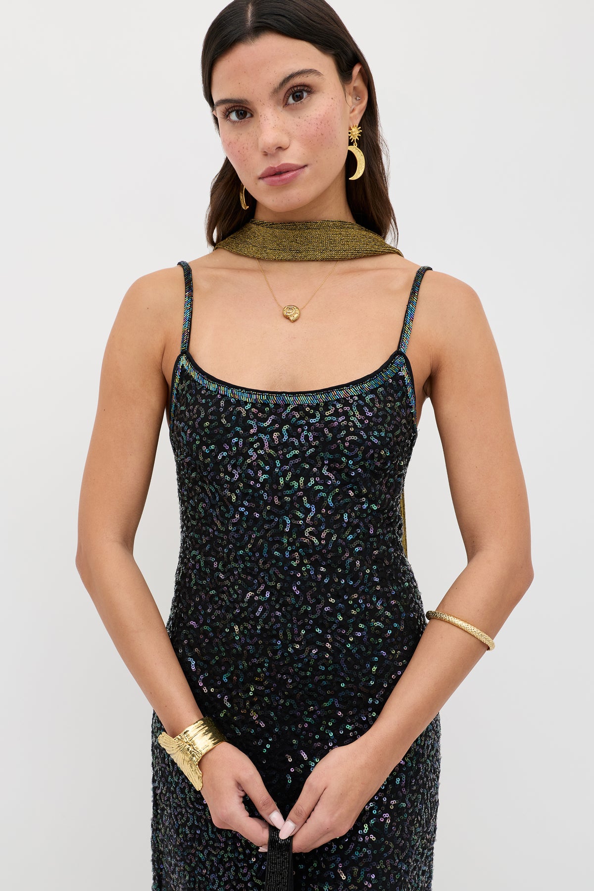 black embellished midi dress Galle black dart-detail embellished midi dress