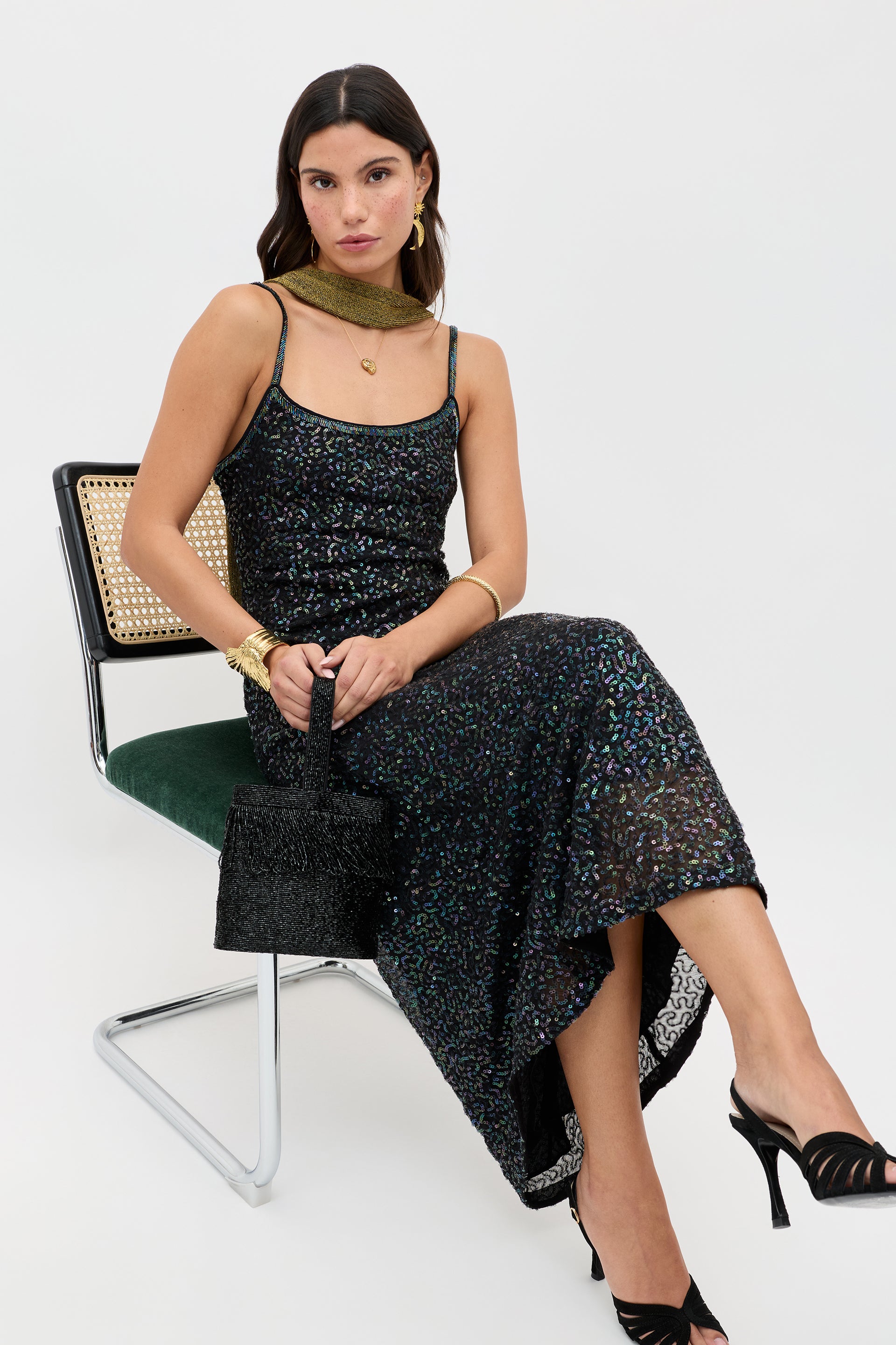 holly midi dress Holly Embellished Midi Dress in Squiggle Embellishment Black