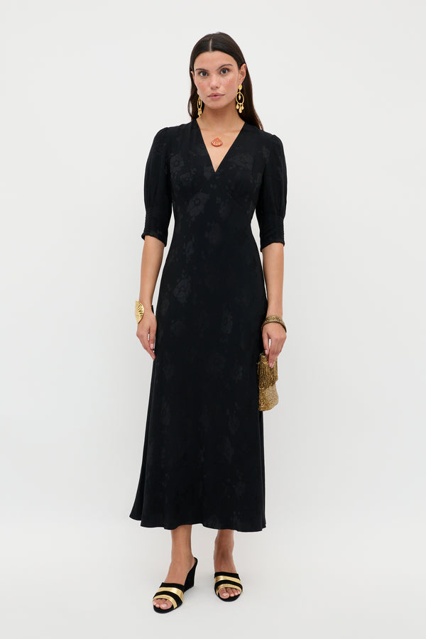 Zadie - Black Poppy Jacquard