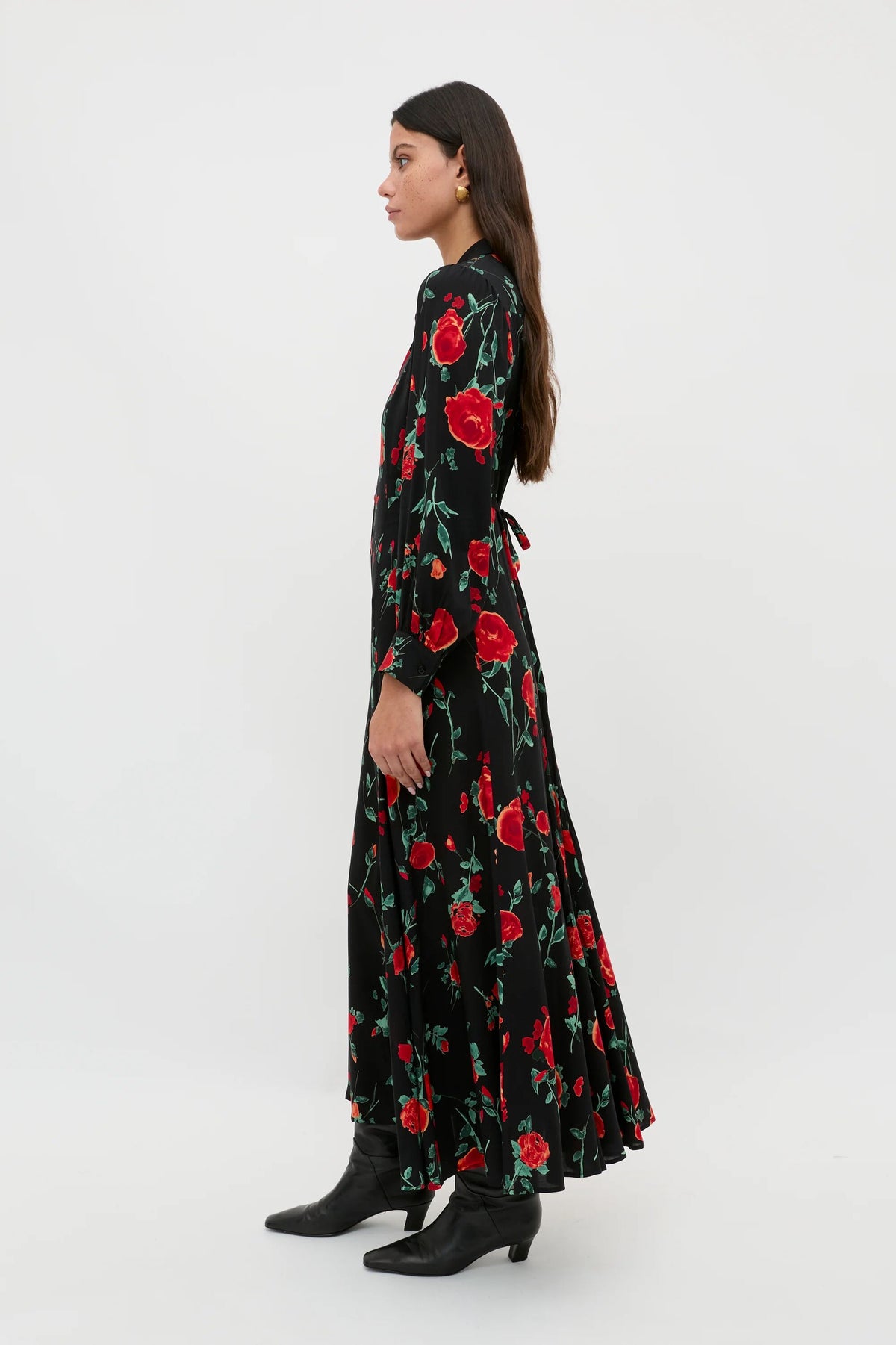 Maddison Midi Dress in Claudia Rose Black | RIXO USA Maddison Midi Dress in Claudia Rose Black | RIXO USA