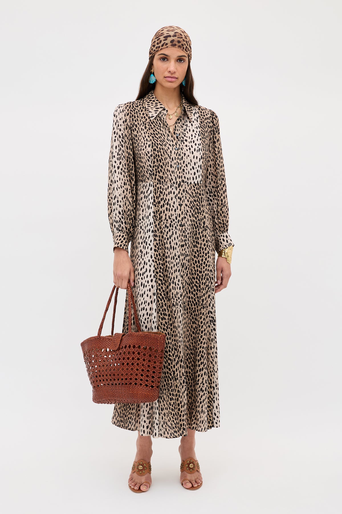 Maddison Shirt Dress in Brown Antelope Spot Black | RIXO USA Maddison Shirt Dress in Brown Antelope Spot Black | RIXO USA