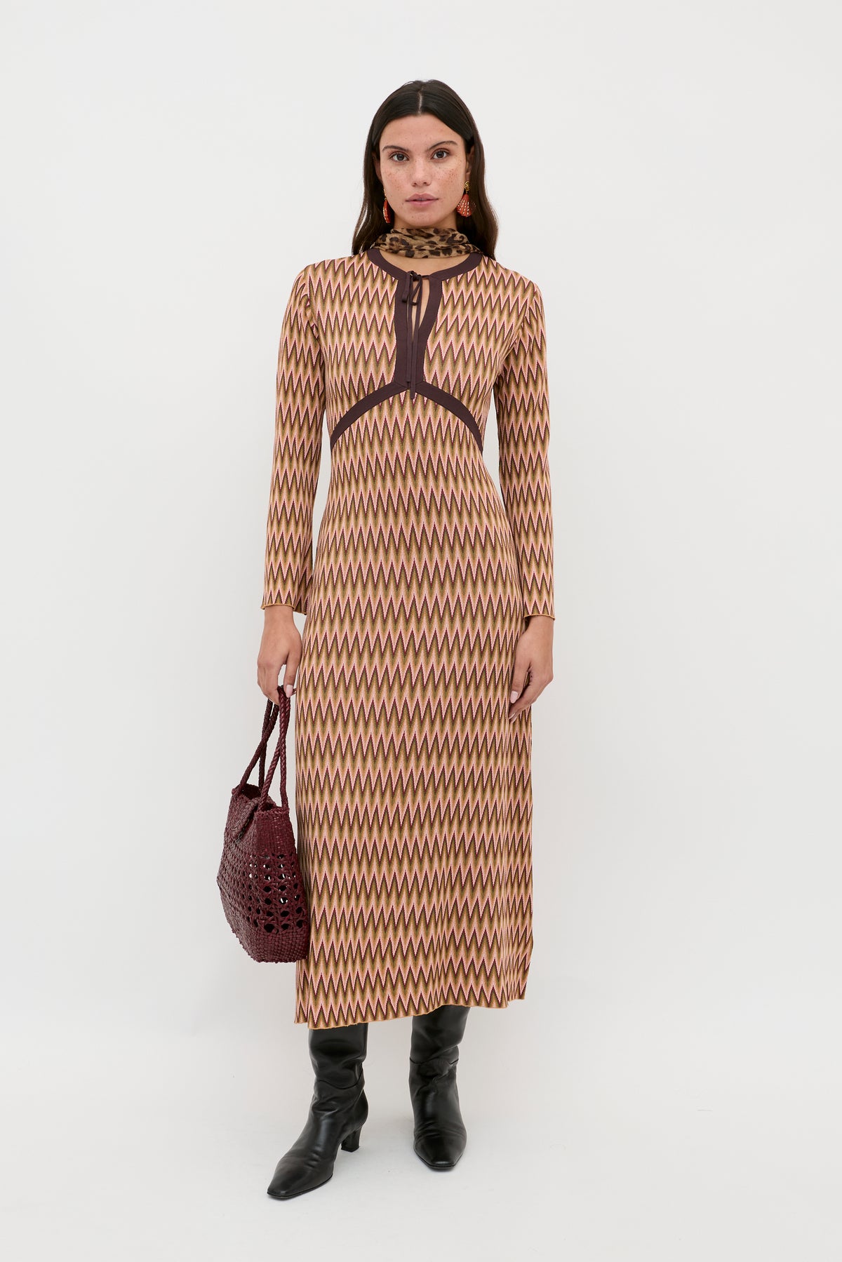 Pamela Knitted Dress in Maeve Jacquard Multi | RIXO USA Pamela Knitted Dress in Maeve Jacquard Multi | RIXO USA