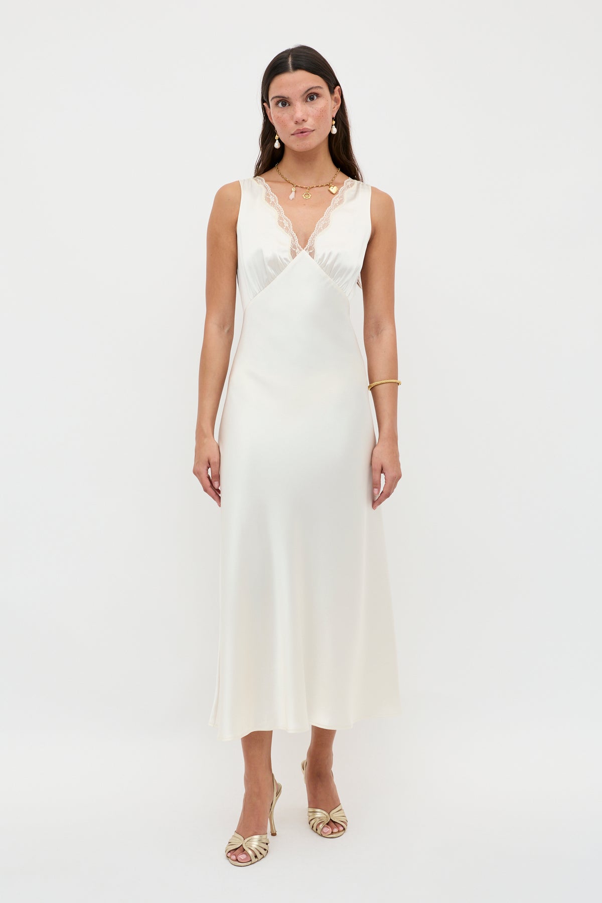 rixo sandrine midi dress RIXO Sandrine Satin Midi Gold