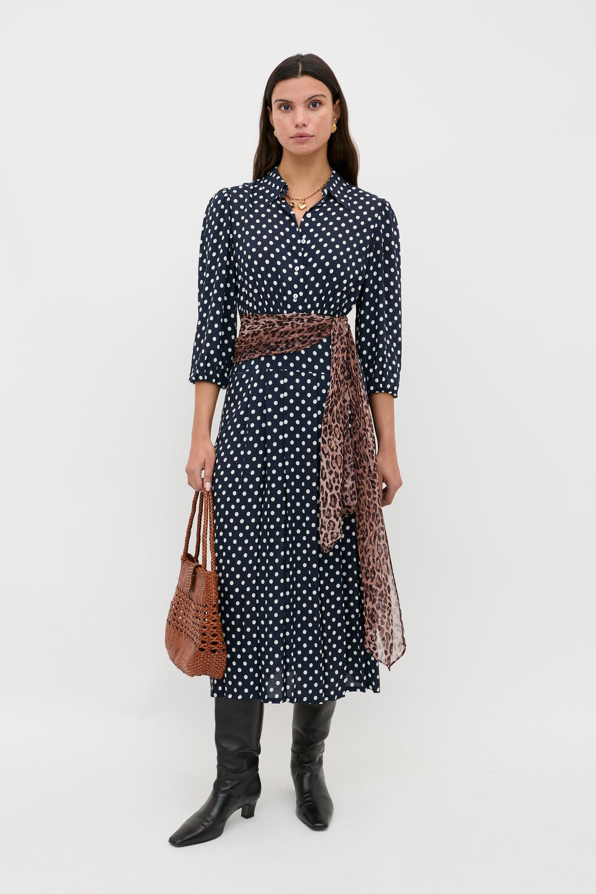 Izzy Shirt Dress in Runway Spot Navy | RIXO USA Izzy Shirt Dress in Runway Spot Navy | RIXO USA