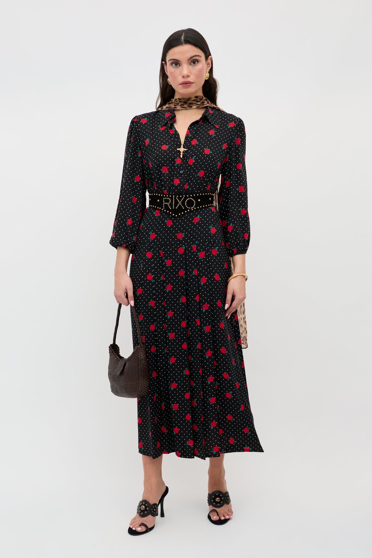 RIXO Izzy Shirt Rose Spot Black RIXO Izzy Shirt Rose Spot Black