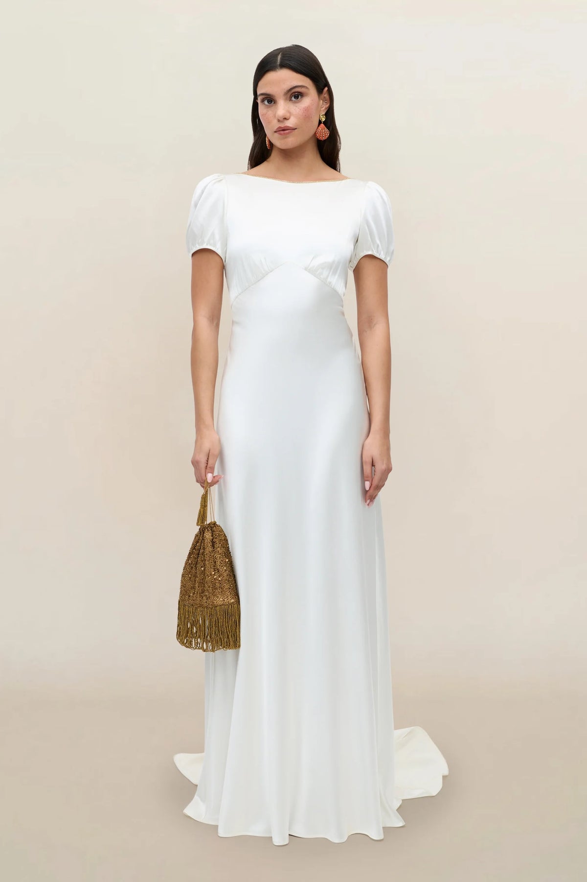 Natalia Silk Satin Gown in Ivory Satin Back Silk Crepe Natalia Silk Satin Gown in Ivory Satin Back Silk Crepe
