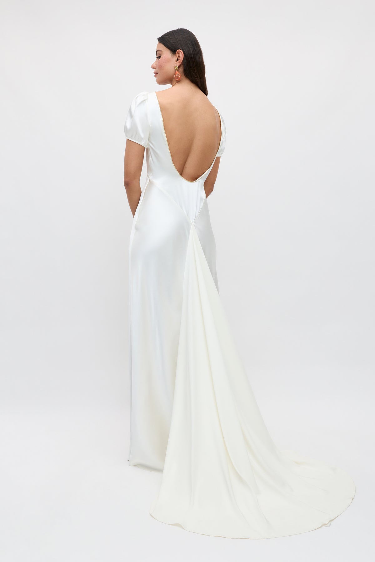 Natalia Silk Satin Gown in Ivory Satin Back Silk Crepe | RIXO USA Natalia Silk Satin Gown in Ivory Satin Back Silk Crepe | RIXO USA