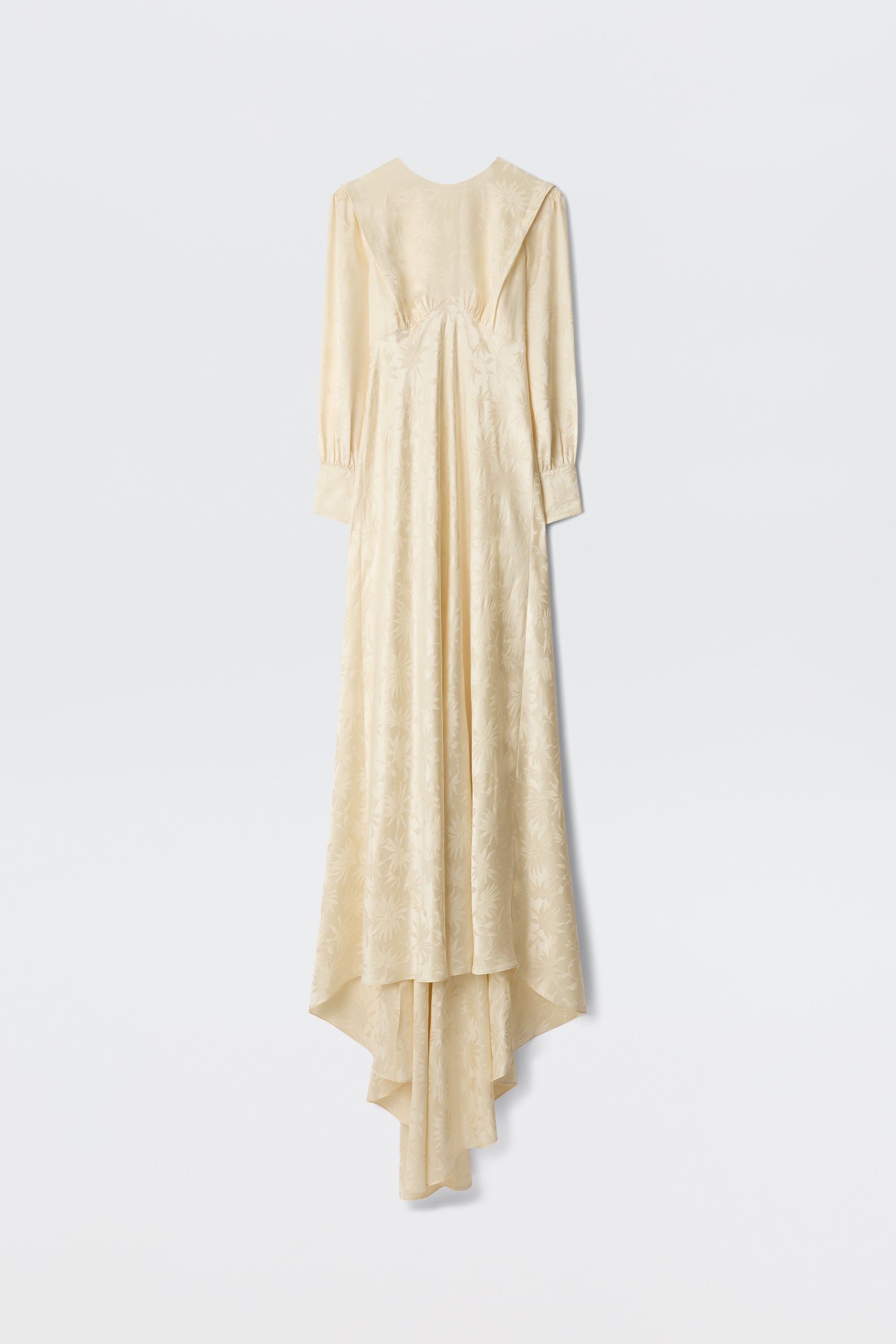 Clementine Silk Jacquard Gown in Ivory Daisy Jacquard Champagne