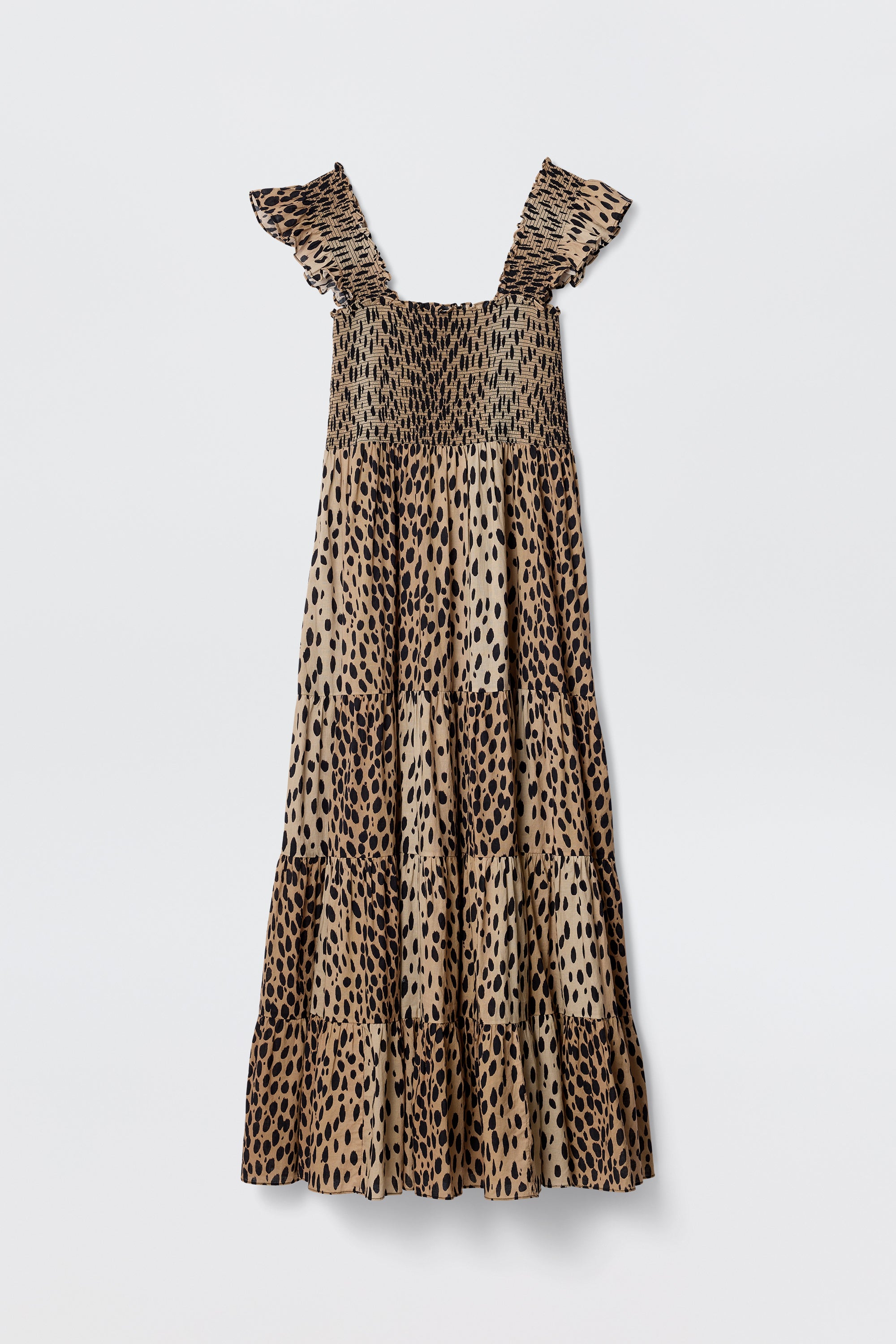 Kendall Cotton Midi Dress in Brown Antelope Spot Black | RIXO USA ⋆