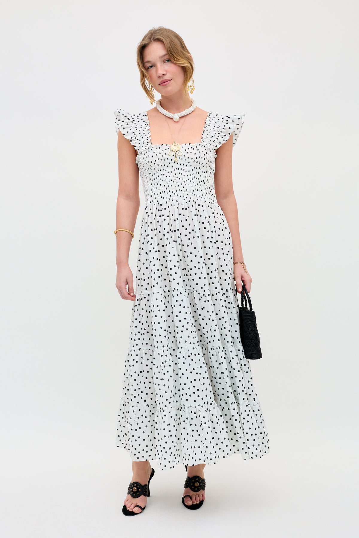 rixo kendall cotton midi dress Kendall polka dot cotton midi dress in brown - Rixo