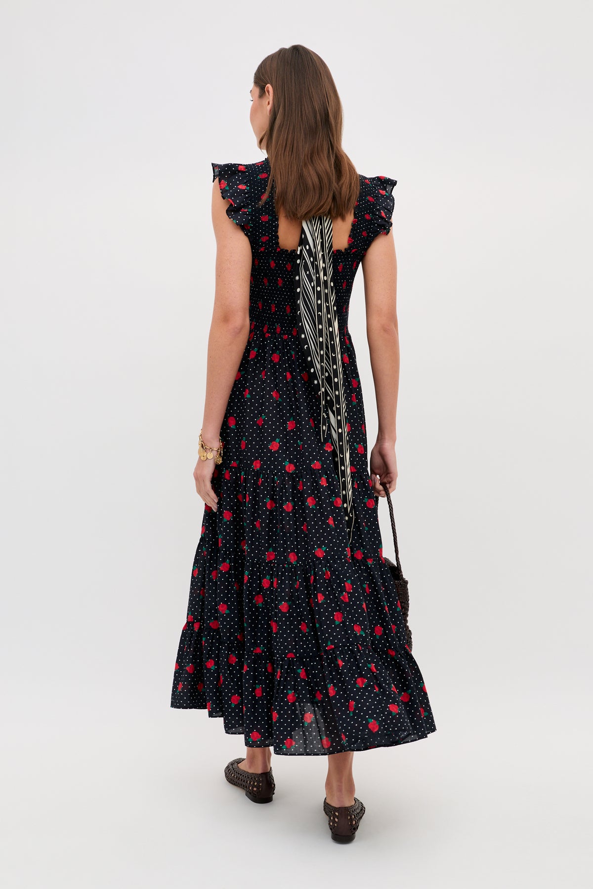 Kendall Cotton Midi Dress in Rose Spot Black | RIXO USA Kendall Cotton Midi Dress in Rose Spot Black | RIXO USA