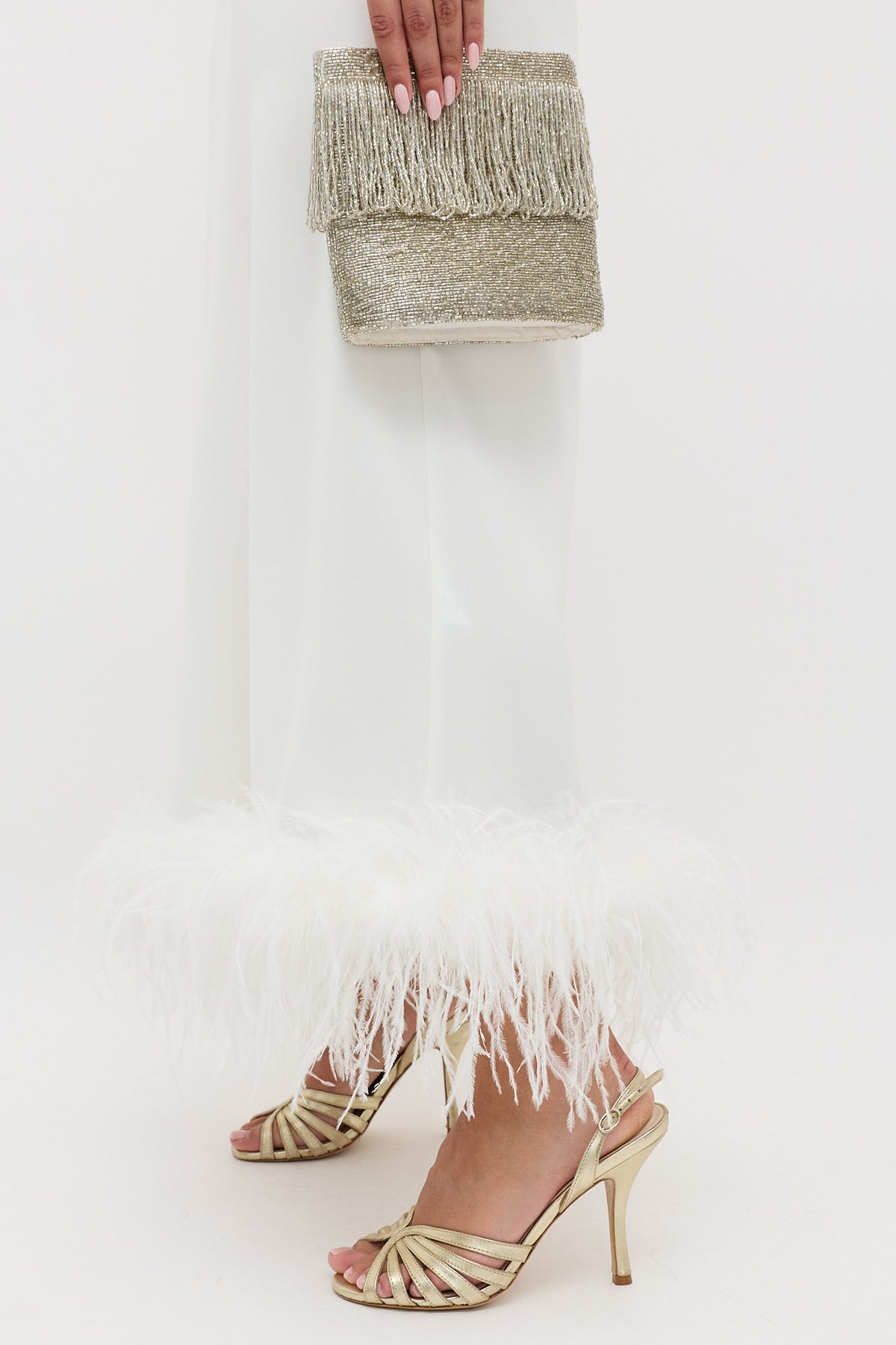 Mya Feathered Midi Dress in Ivory Feathers | RIXO USA Mya Feathered Midi Dress in Ivory Feathers | RIXO USA