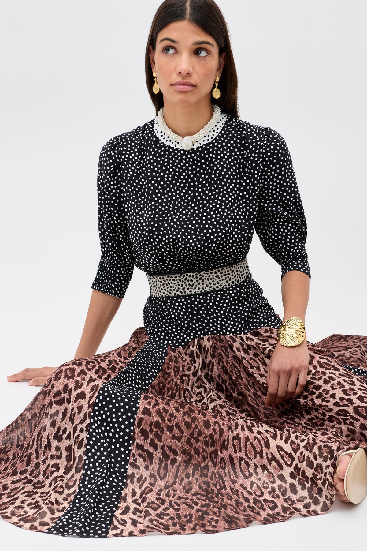 Meg Leopard Midi Dress in Black Leopard Polka Dot | RIXO Meg Leopard Midi Dress in Black Leopard Polka Dot | RIXO