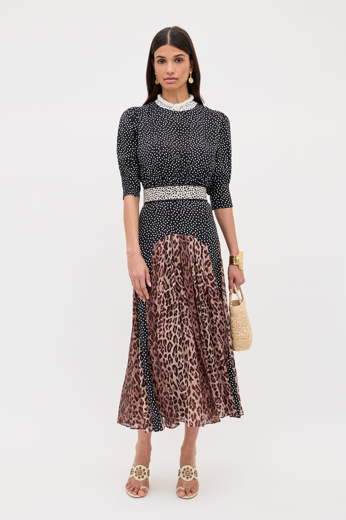 RIXO Meg Leopard Midi Polka Dot RIXO Meg Leopard Midi Polka Dot