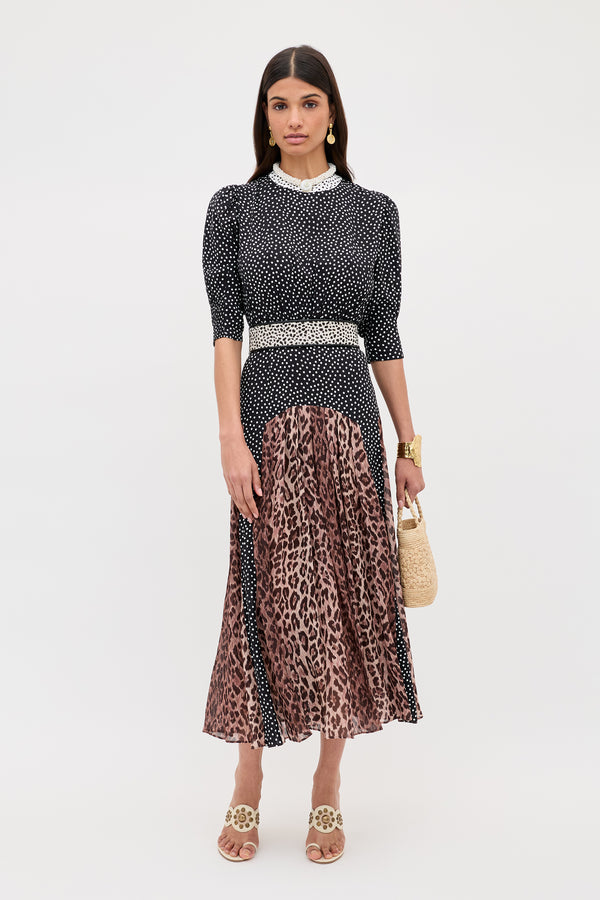 RIXO Meg Leopard Midi Polka Dot RIXO Meg Leopard Midi Polka Dot
