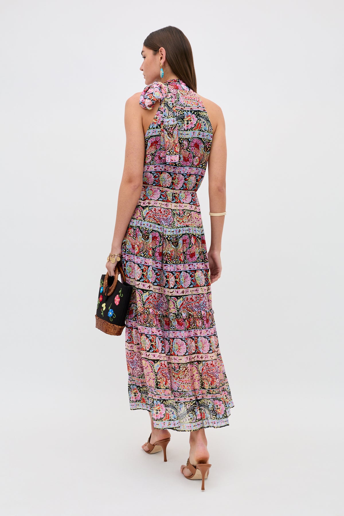 striped chiffon maxi dress NWT Anthropologie The Marais Printed Chiffon Maxi Dress Size S Brown Mint Stripe