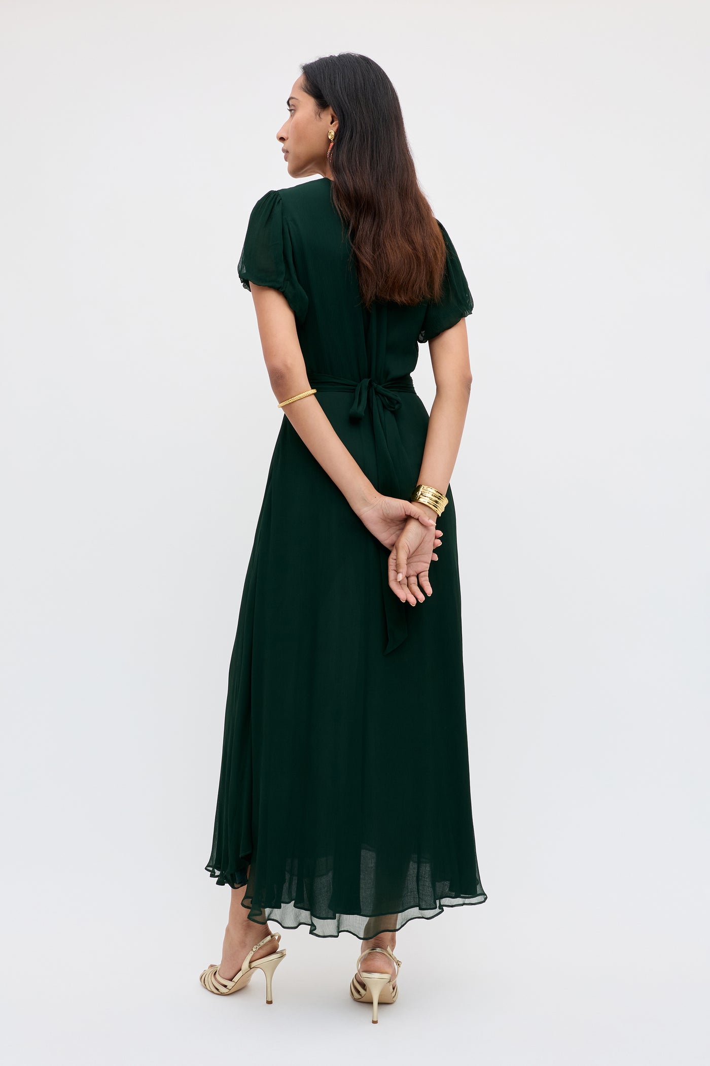 Corrine Embellished Chiffon Dress in Diana Embellishment Forest Green | RIXO Corrine Embellished Chiffon Dress in Diana Embellishment Forest Green | RIXO