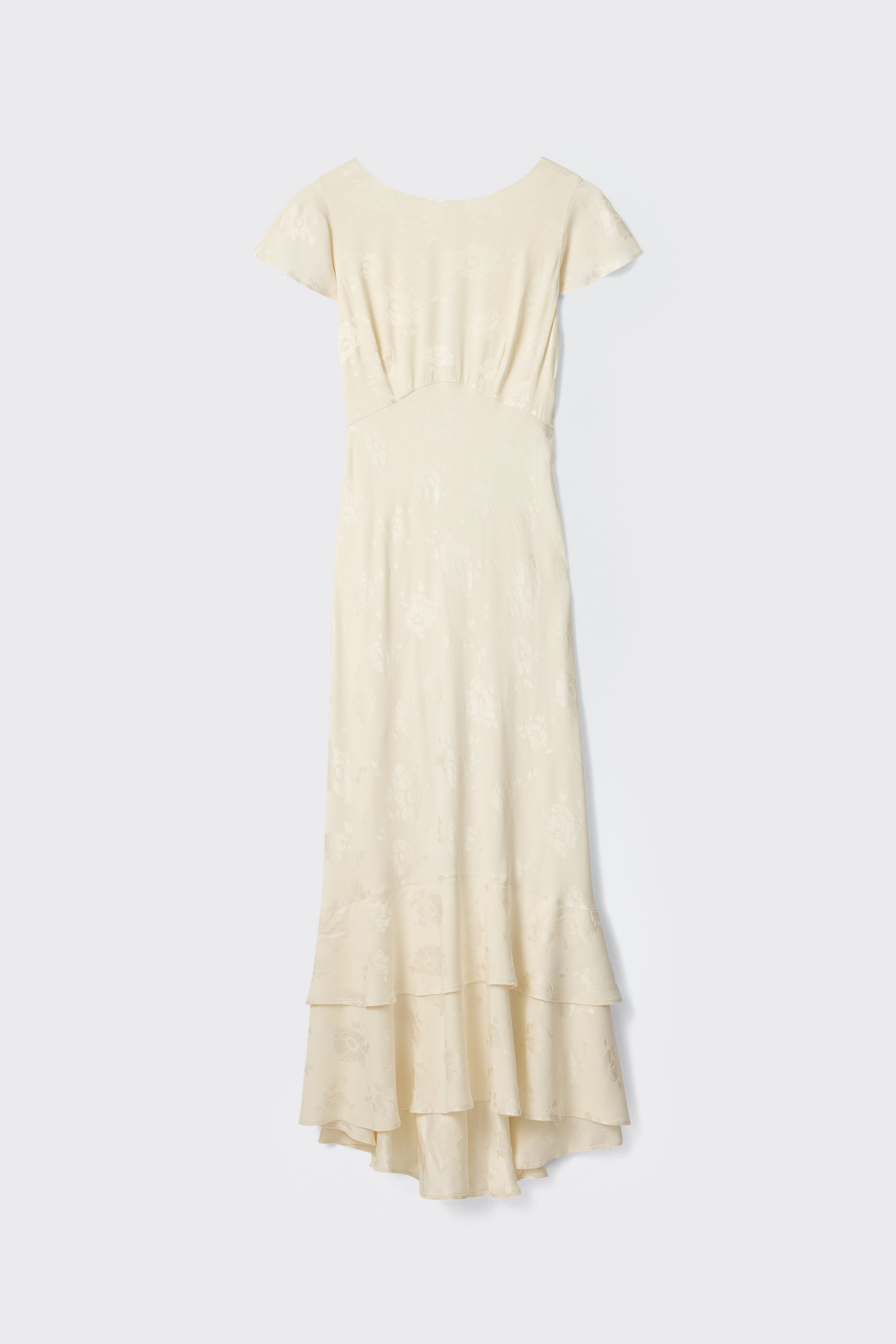Liberty Jacquard Midi Dress in Ivory Poppy Jacquard Champagne