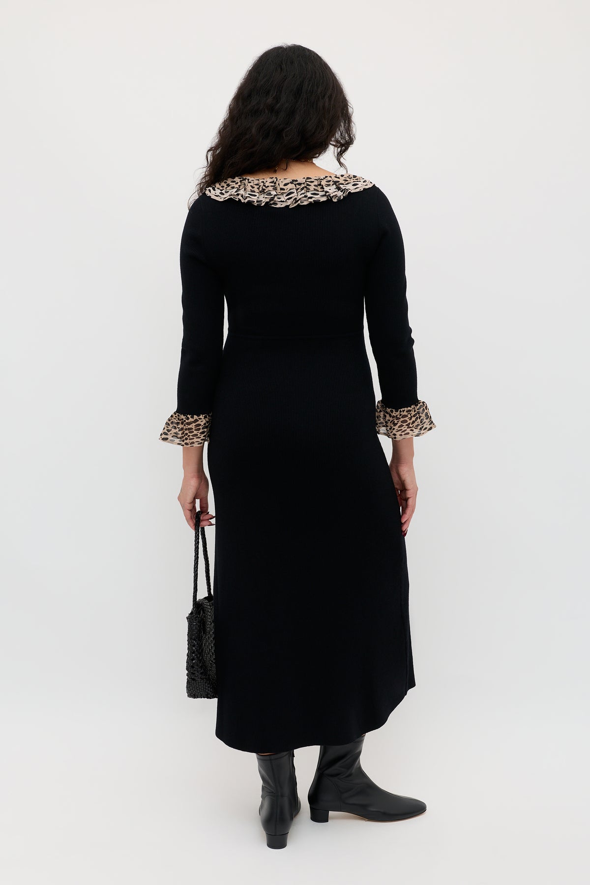Mika Wool-Blend Dress in Antelope Spot Black | RIXO Mika Wool-Blend Dress in Antelope Spot Black | RIXO