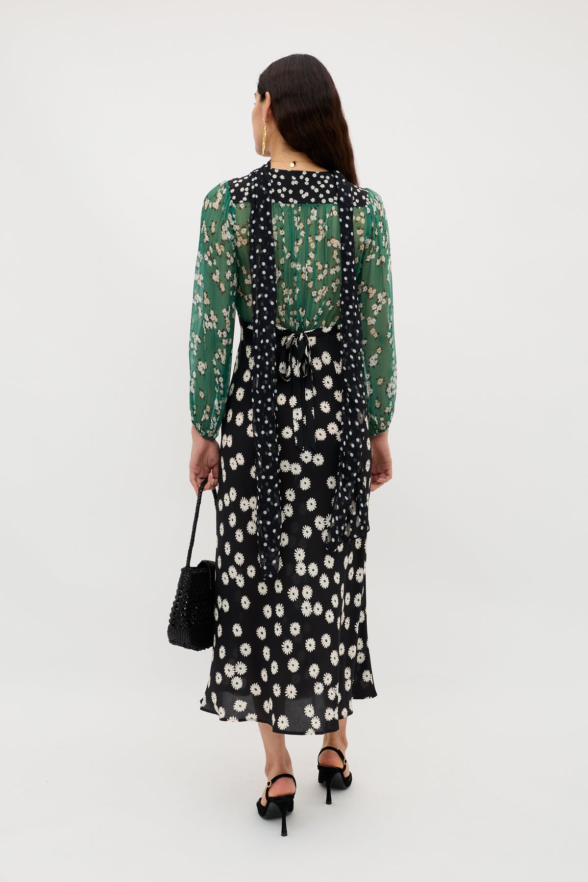Kaila Silk Dress in Green City Floral Mix Olive | RIXO USA Kaila Silk Dress in Green City Floral Mix Olive | RIXO USA