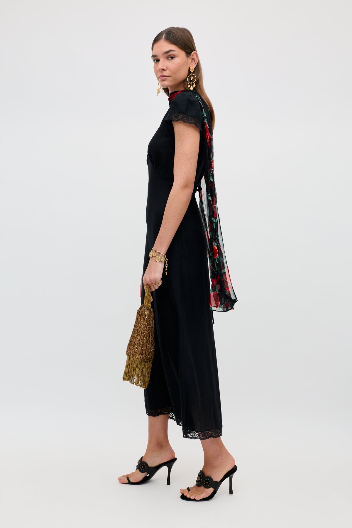 RIXO Clarice Linen Midi Black RIXO Clarice Linen Midi Black