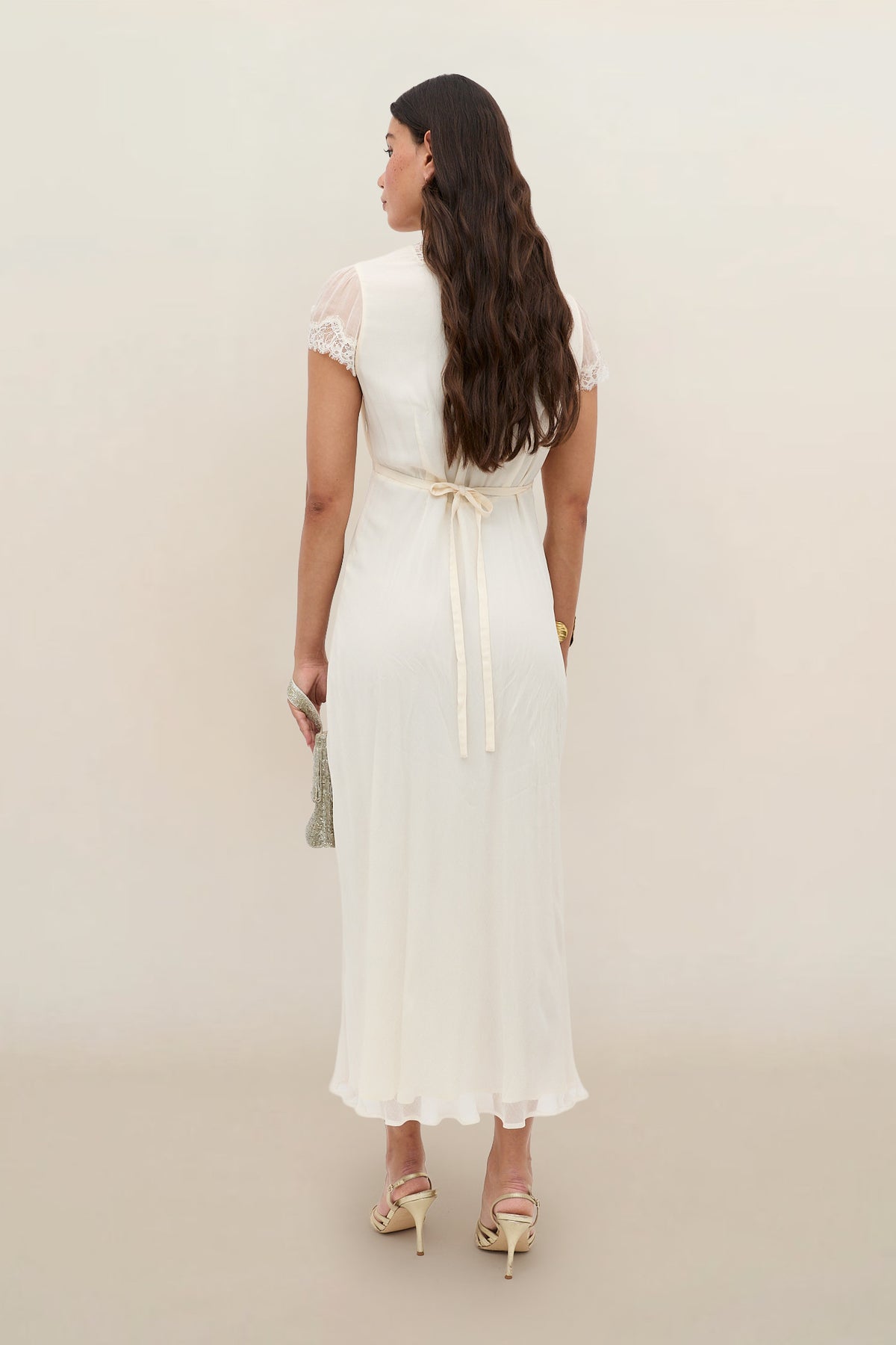 Clarice Chiffon Dress in Ivory Pearl | RIXO USA