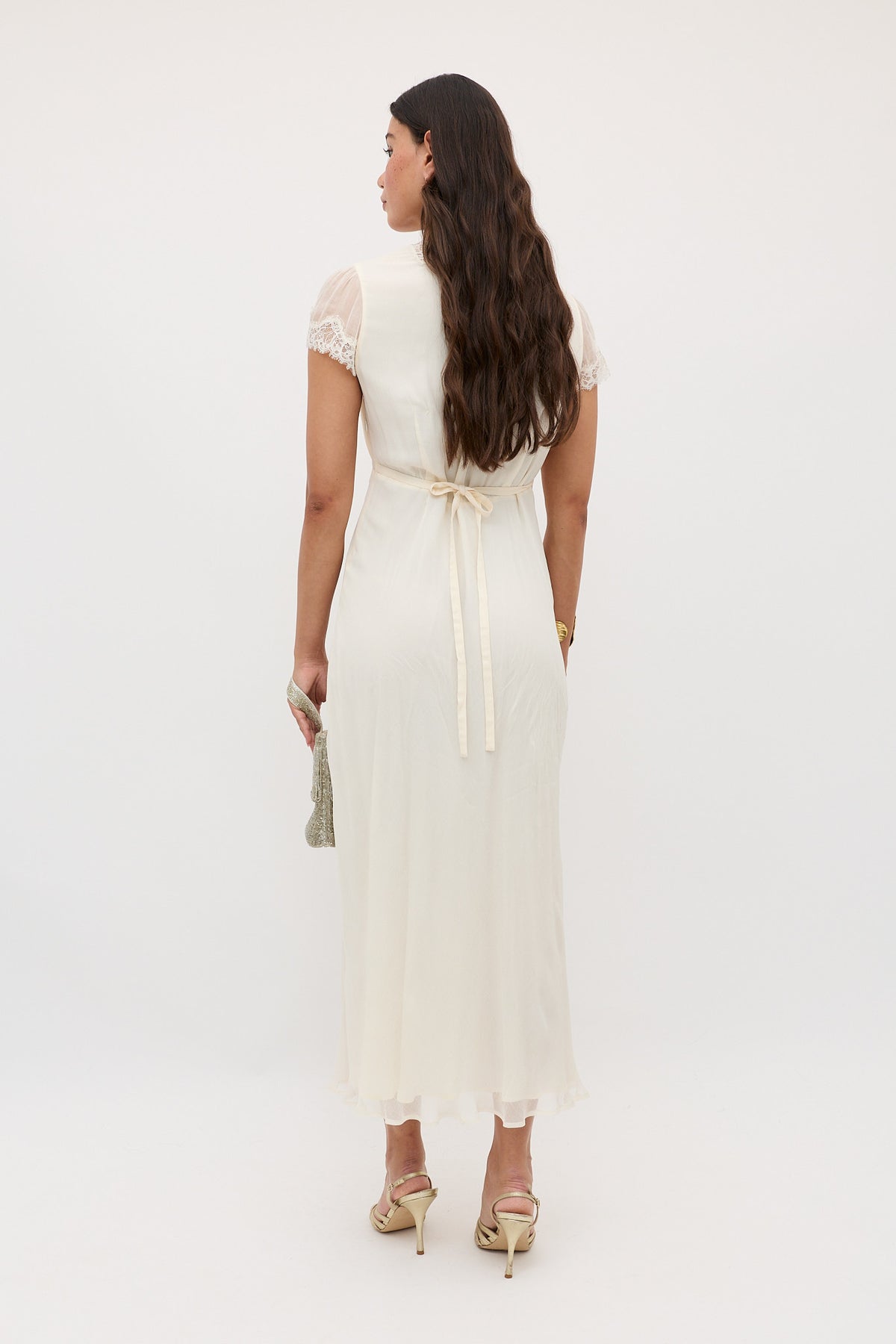 Clarice Chiffon Dress in Ivory Pearl | RIXO Clarice Chiffon Dress in Ivory Pearl | RIXO