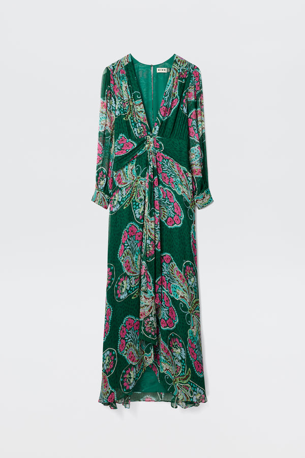 Meera Chiffon Gown in Butterfly Bloom Green | RIXO USA Meera Chiffon Gown in Butterfly Bloom Green | RIXO USA
