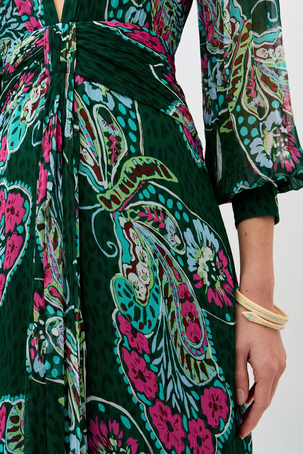 Meera Chiffon Gown in Butterfly Bloom Green | RIXO USA Meera Chiffon Gown in Butterfly Bloom Green | RIXO USA