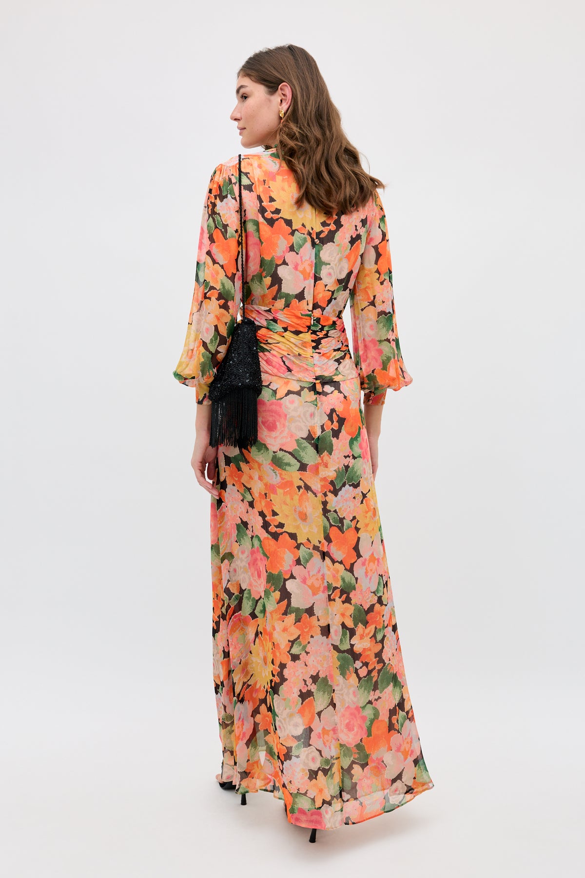 ria chiffon maxi dress Alaina Chiffon Dress in Paisley Floral Blue
