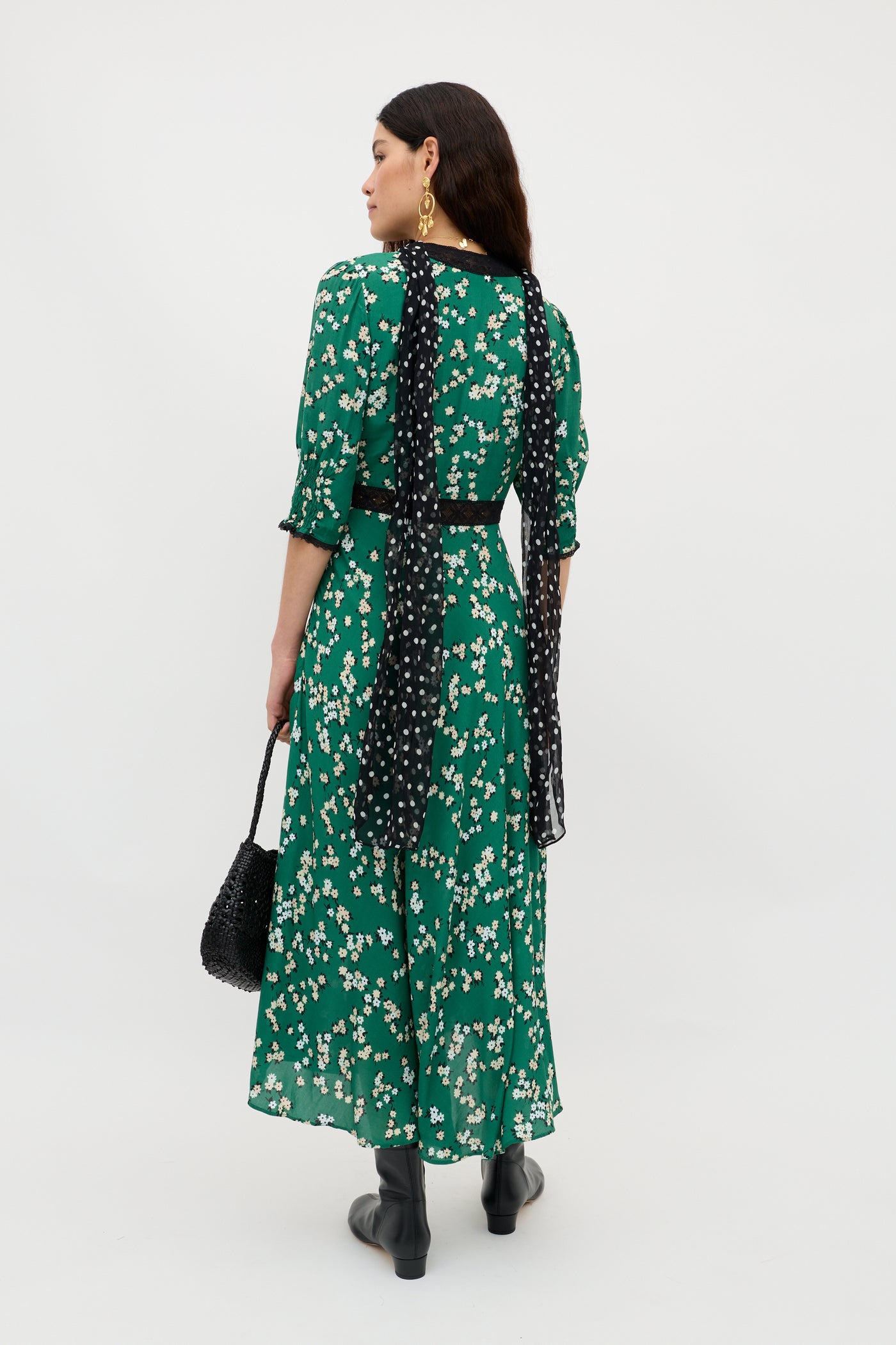Amina Midi Dress in Green City Floral Olive | RIXO USA Amina Midi Dress in Green City Floral Olive | RIXO USA
