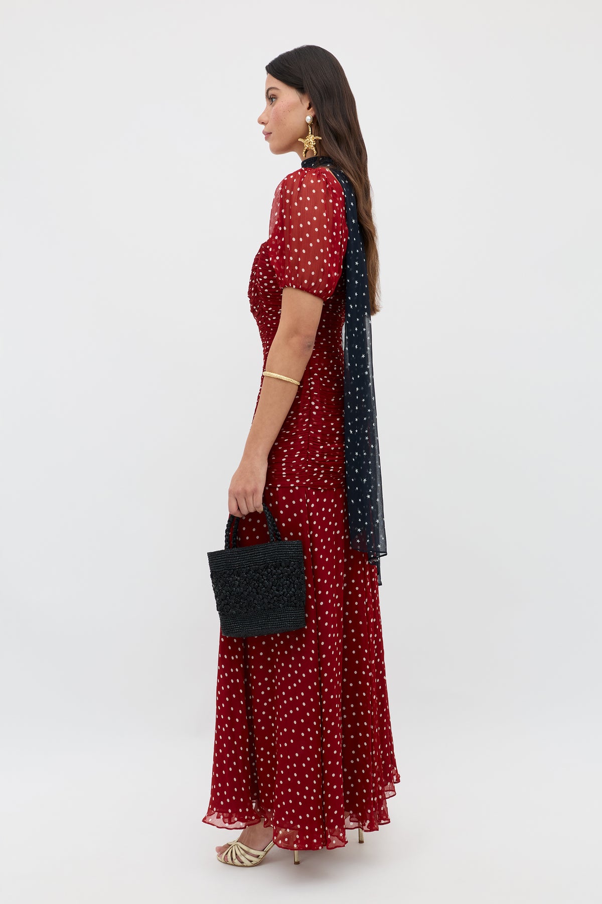 Leyane Chiffon Dress in Layla Dot Red | RIXO USA Leyane Chiffon Dress in Layla Dot Red | RIXO USA