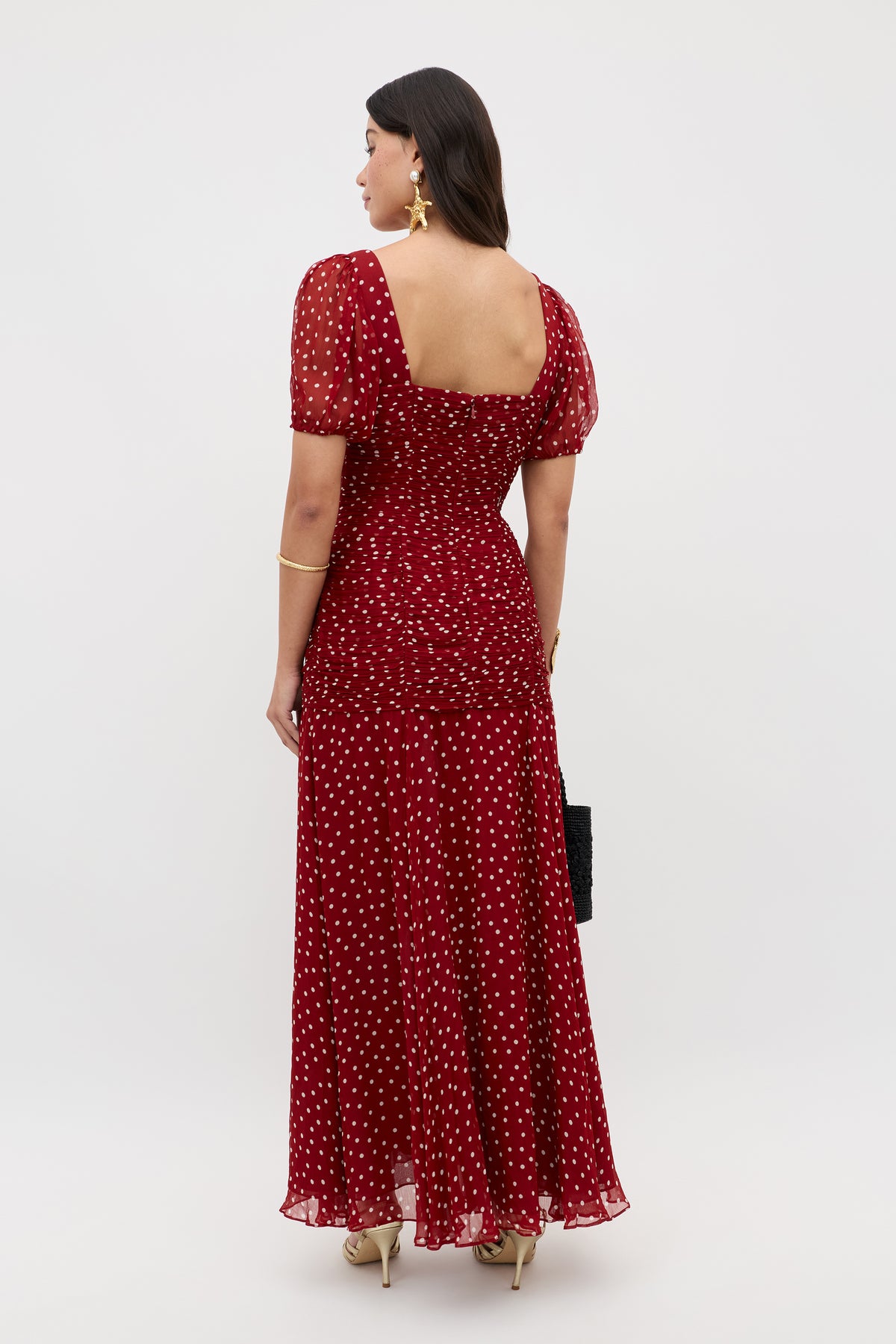 Leyane Chiffon Dress in Layla Dot Red Leyane Chiffon Dress in Layla Dot Red