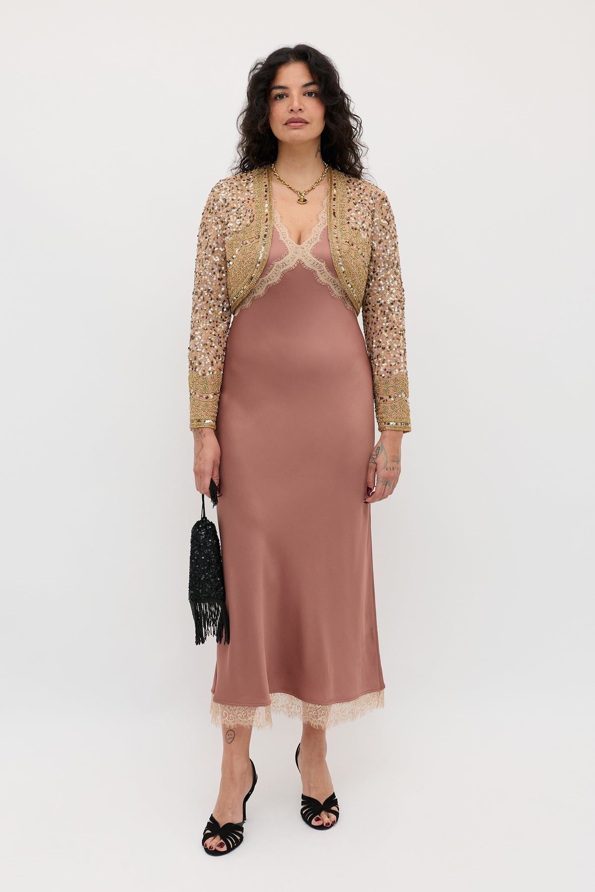 Annina Satin Midi Dress in Brown Mocha | RIXO USA Annina Satin Midi Dress in Brown Mocha | RIXO USA