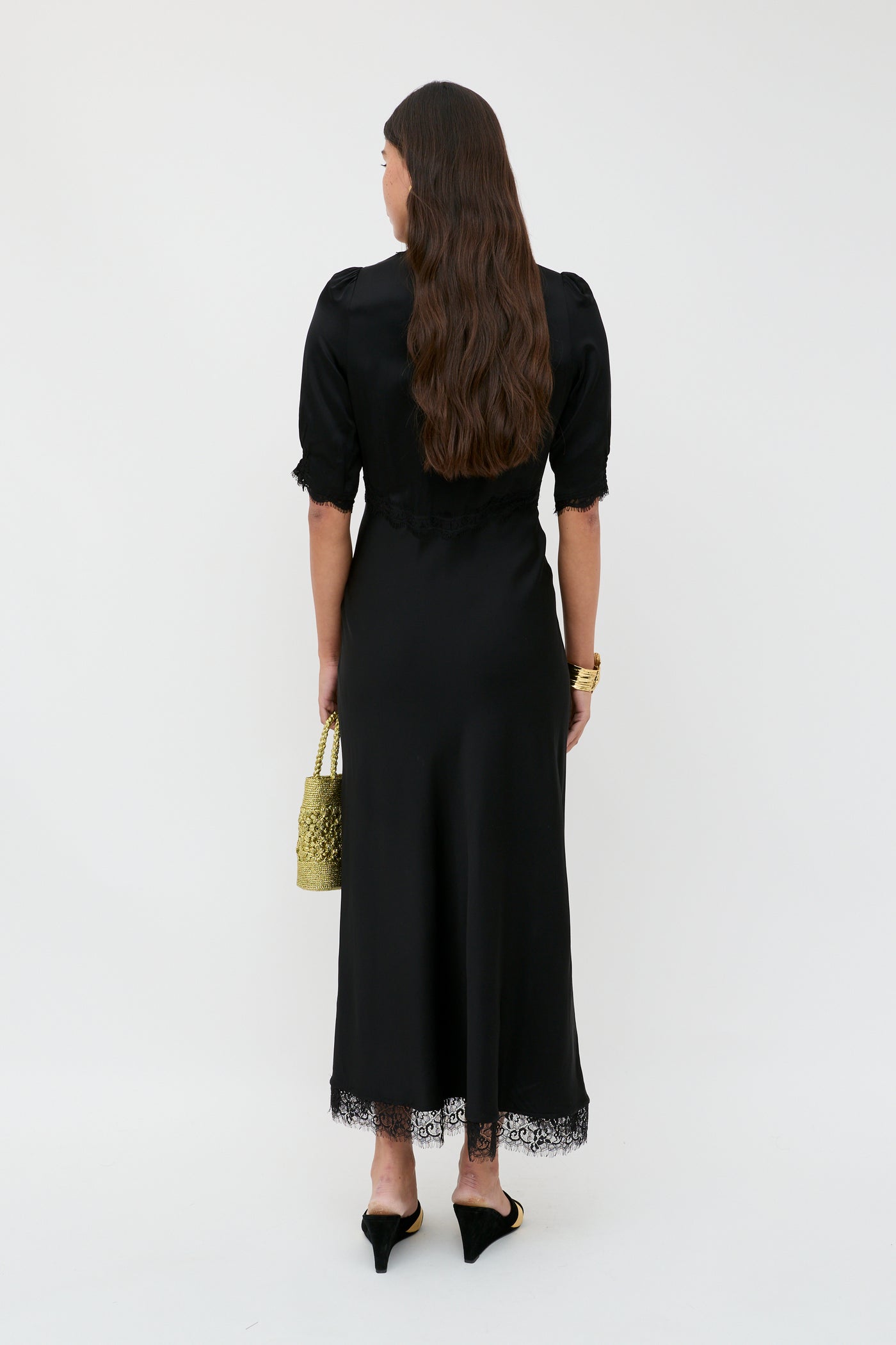 RIXO Annina Satin Midi Black RIXO Annina Satin Midi Black