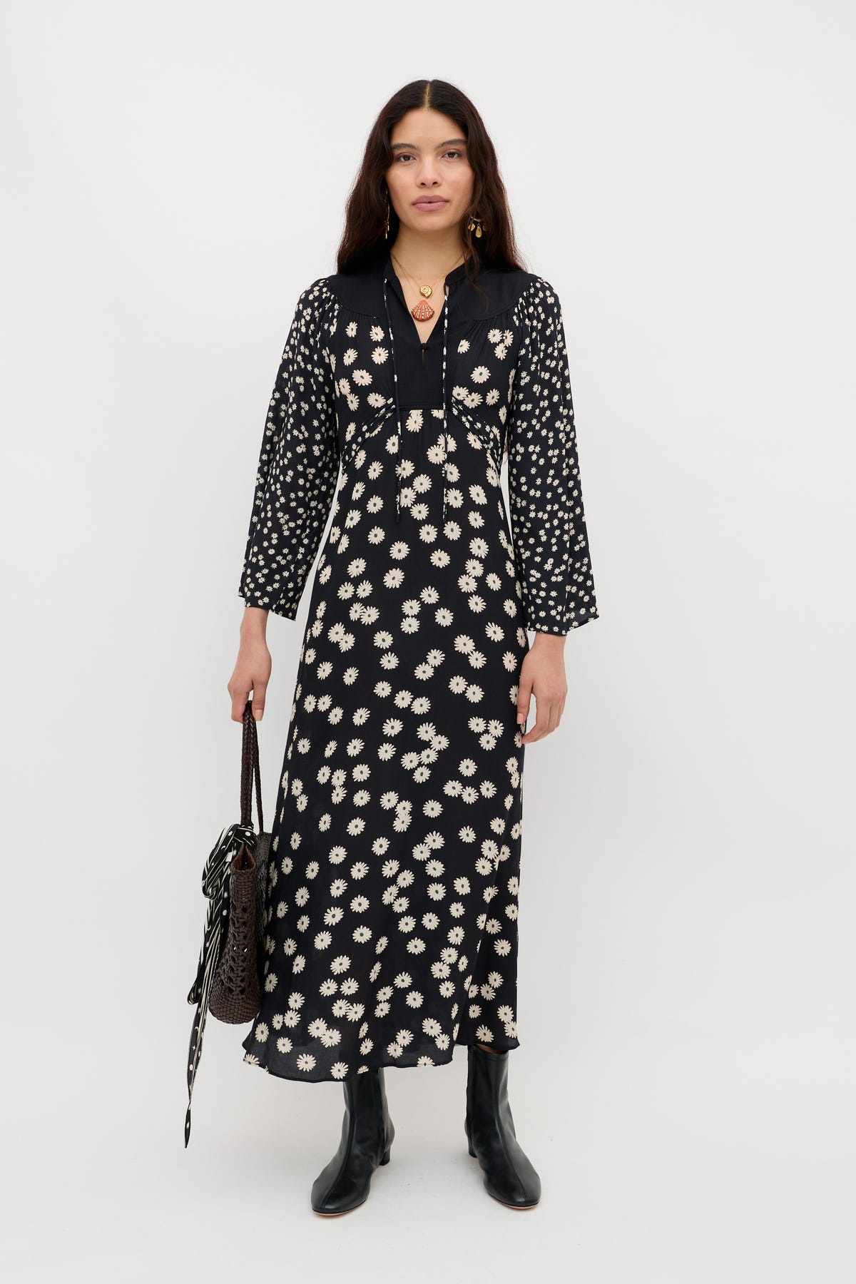 black and white boho dress Anela Midi in Daisy Mix Leather Color:Distressed Grey - Last Chance! Nico Events Blog - SPRING2.28 This striking bridal gown