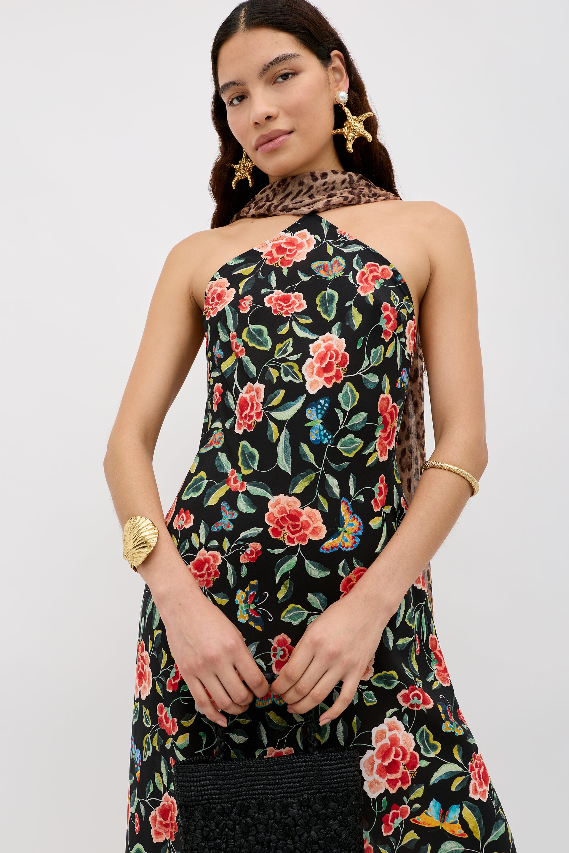 princess polly baby blue dress Hayley Silk Midi Dress in Mila Butterfly Mix Black
