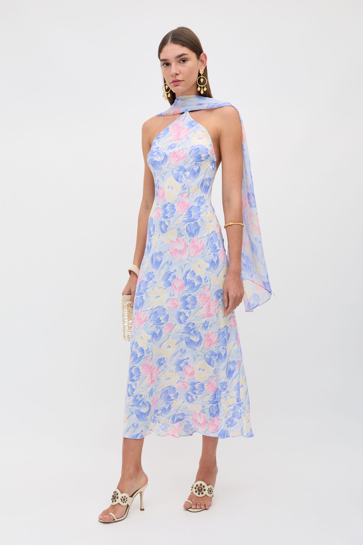 blue dress with pink heels Hayley Midi in Tulip Fields Size:12MON IN'VOLAND Plus Size Womens Elegant Evening Dresses See this strapless short