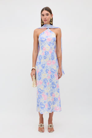 Hayley Midi Dress in Tulip Fields Blue | RIXO USA Hayley Midi Dress in Tulip Fields Blue | RIXO USA