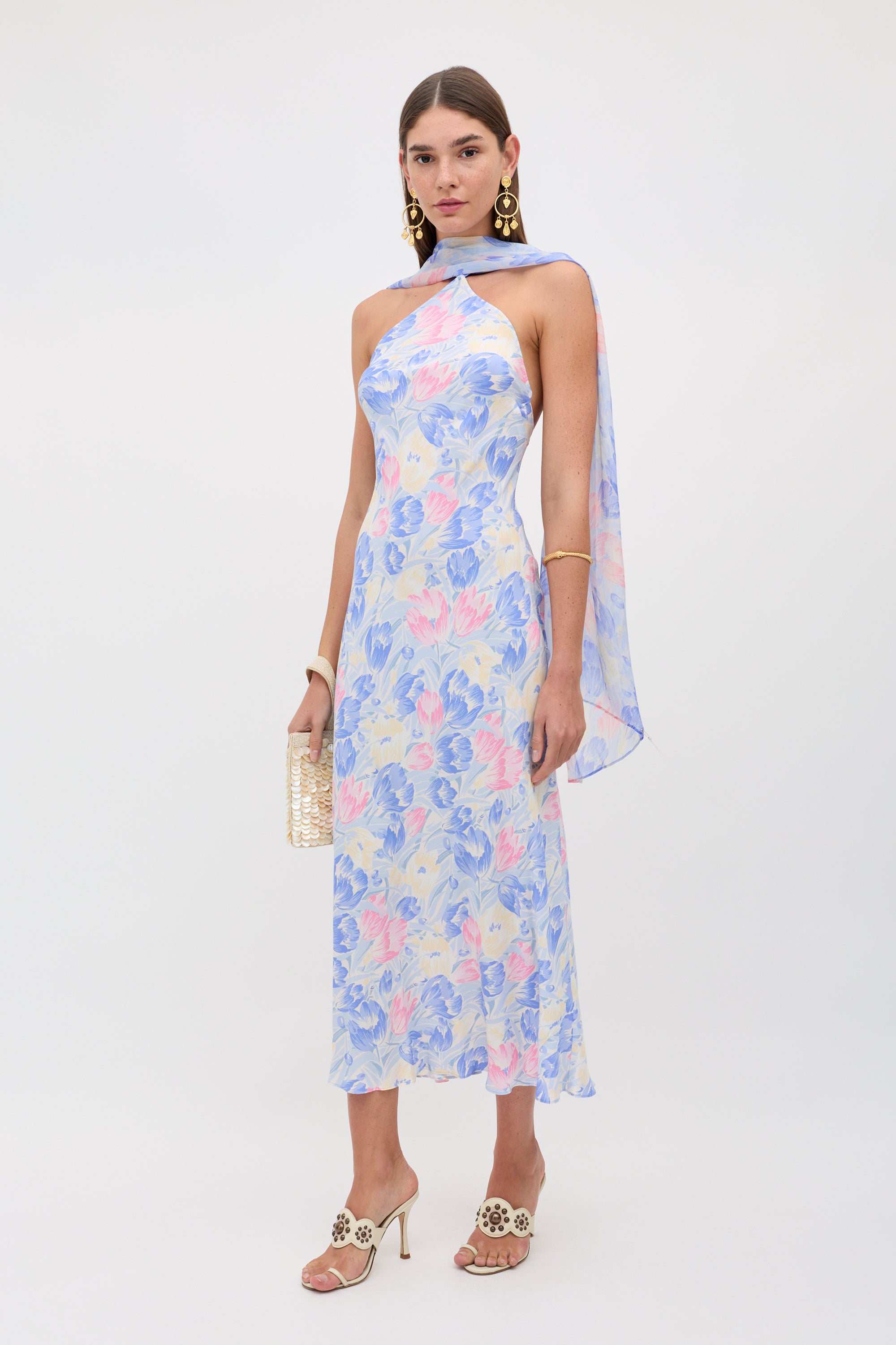 Hayley Midi Dress in Tulip Fields Blue | RIXO USA ⋆