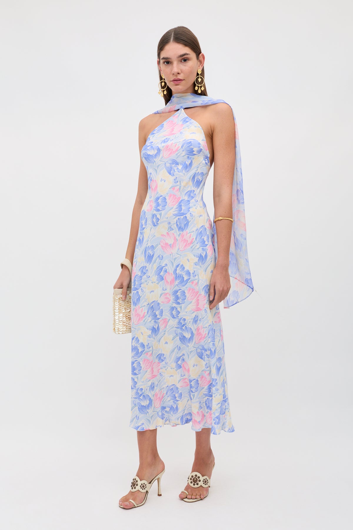Hayley Midi Dress in Tulip Fields Blue | RIXO USA Hayley Midi Dress in Tulip Fields Blue | RIXO USA