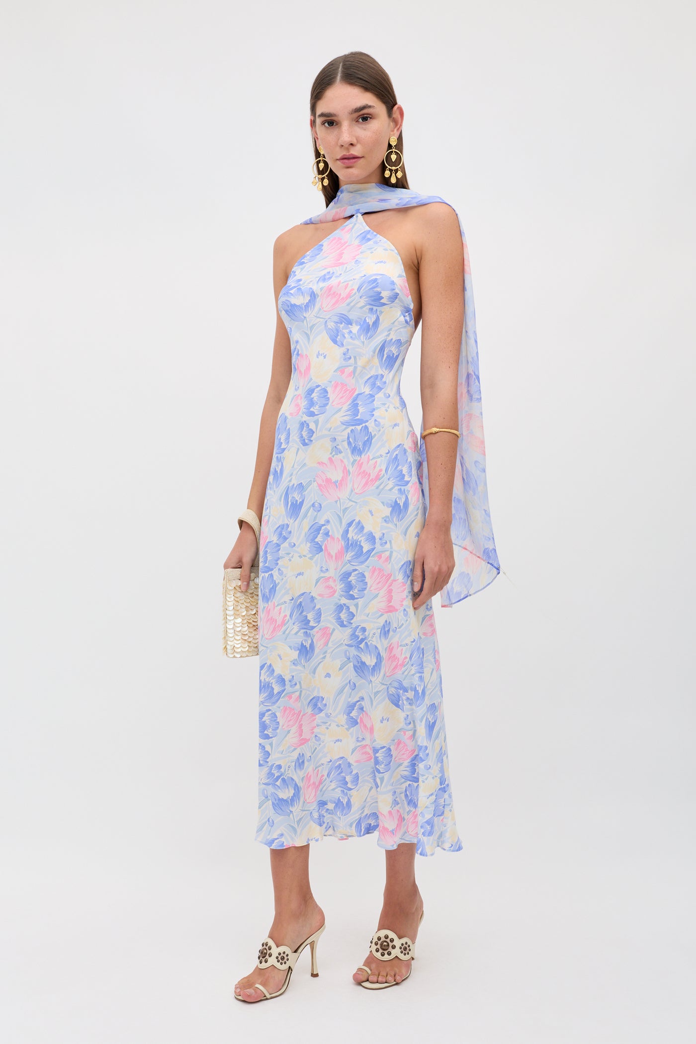 Hayley Midi Dress in Tulip Fields Blue | RIXO USA Hayley Midi Dress in Tulip Fields Blue | RIXO USA