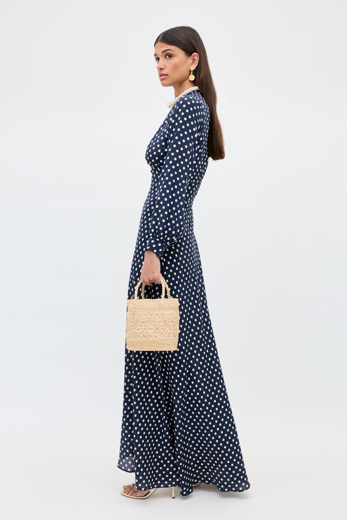 Emory Silk Maxi Dress in Runway Spot Navy