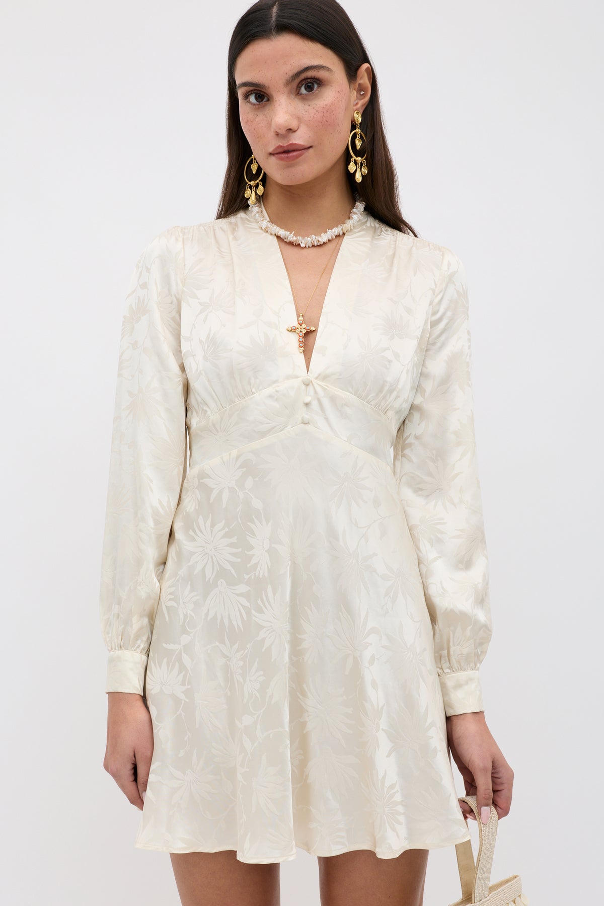 mini cream dress Camille Satin Mini Dress main image 0