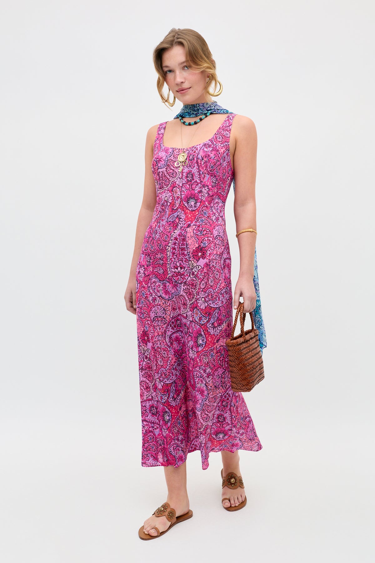 RIXO Bondi Silk Midi Paisley Floral Red RIXO Bondi Silk Midi Paisley Floral Red