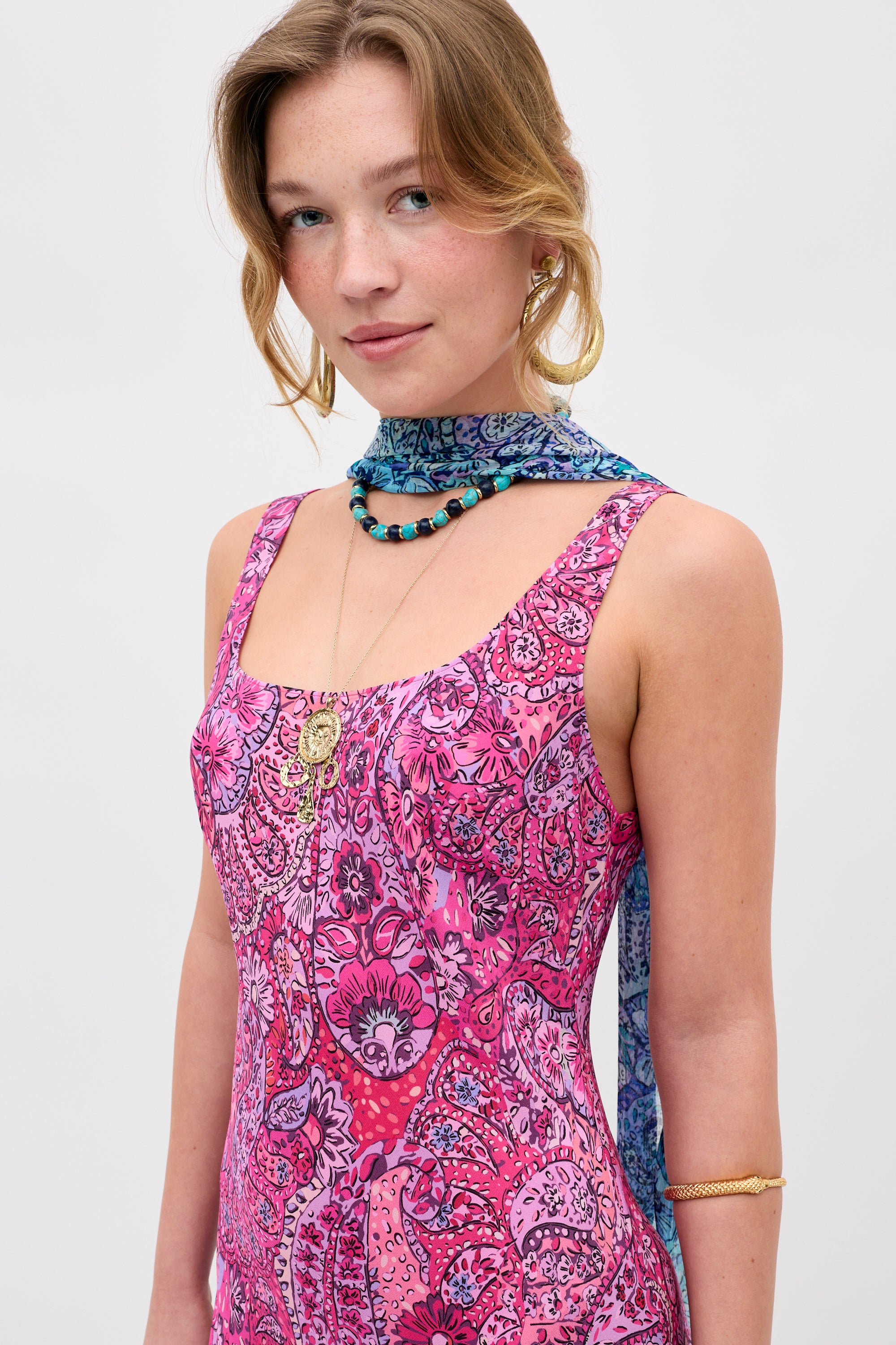 Bondi Silk Midi Dress in Paisley Floral Red | RIXO USA ⋆