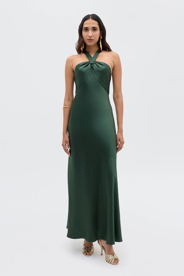forest green satin bridesmaid dresses RIXO Losanna Satin Forest Green