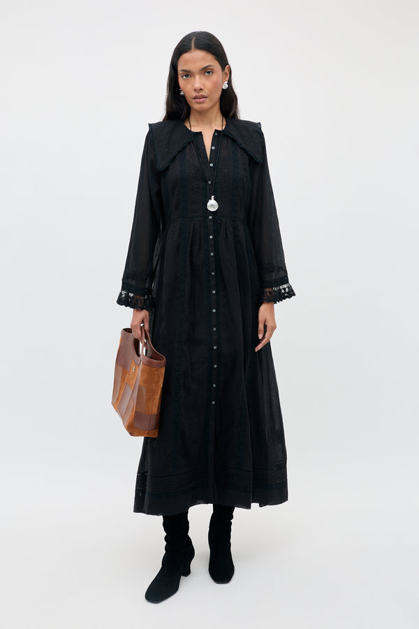 Silvi - Bud Trail Embroidery Black