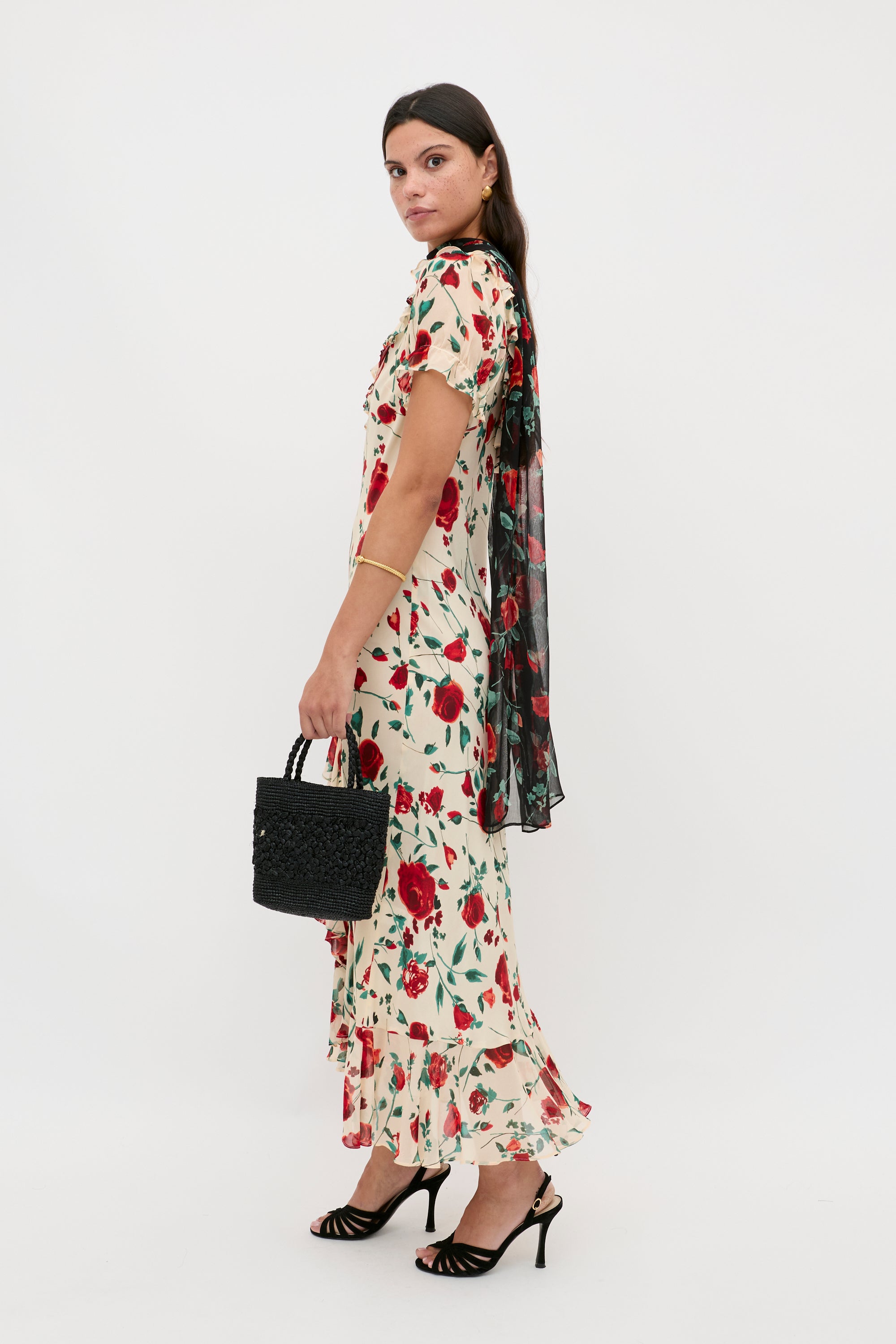 Clementina Silk Dress in Claudia Rose Cream Clementina Silk Dress in Claudia Rose Cream