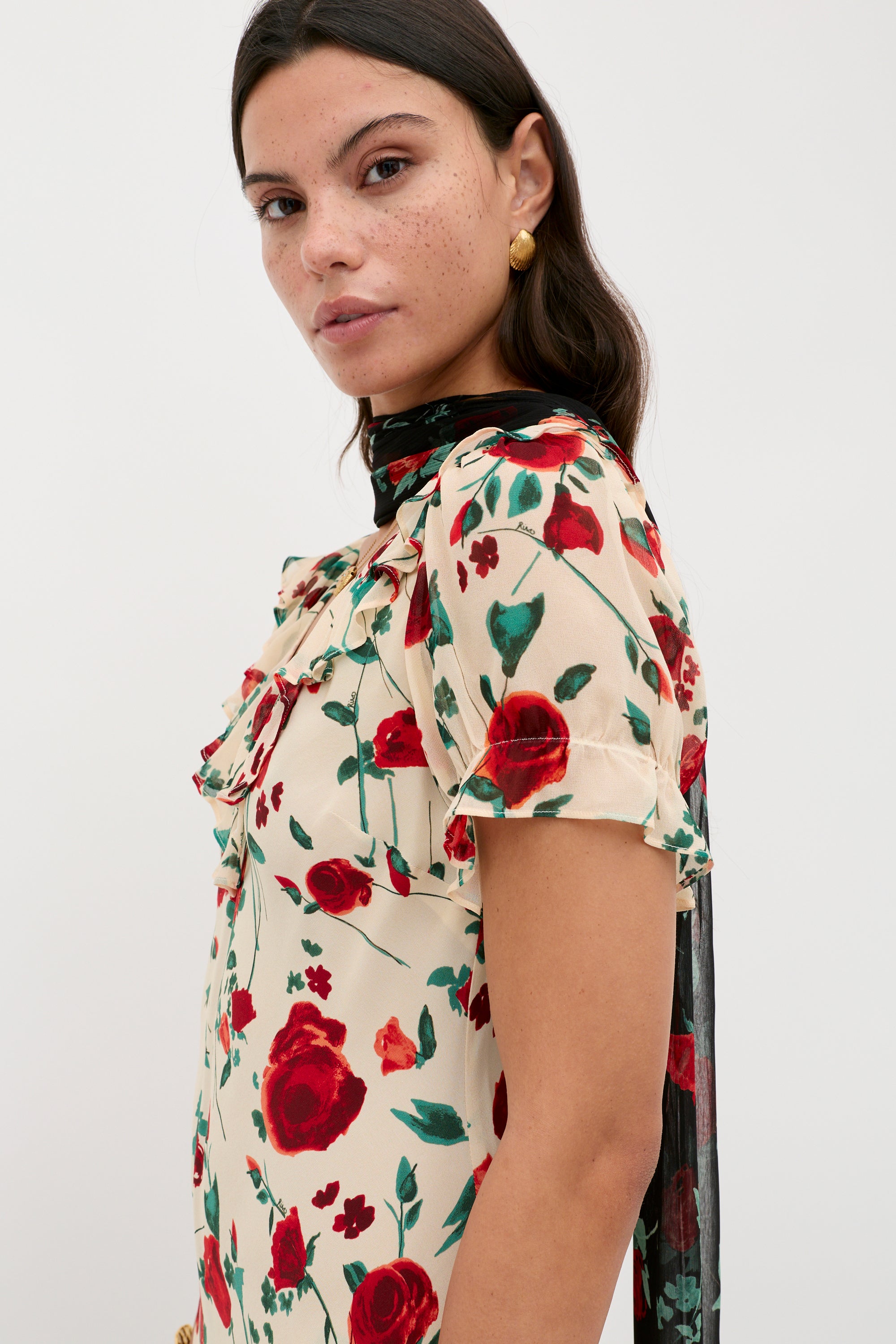 Clementina Silk Dress in Claudia Rose Cream Clementina Silk Dress in Claudia Rose Cream